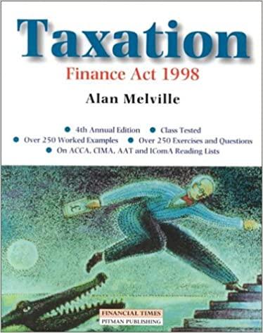 taxation finance act 1998 1st edition alan melville 027363870x, 978-0273638704