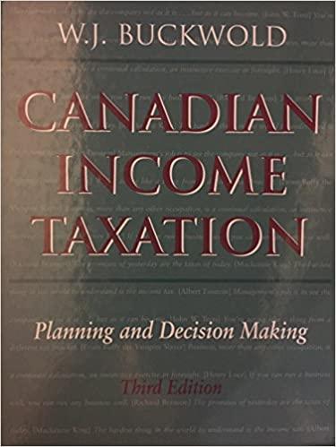 canadian income taxation 3rd edition wj buckwold 0075603942, 978-0075603948