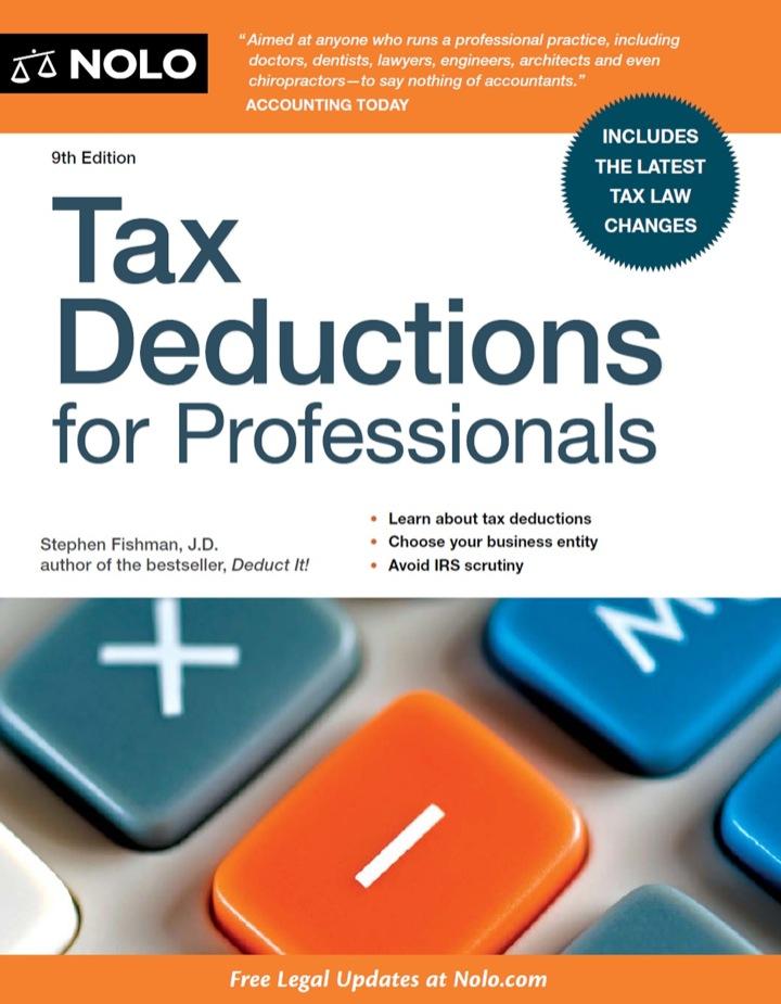 tax deductions for professionals 9th edition stephen fishman 1413319998, 9781413319996