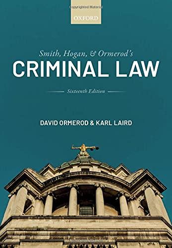 smith hogan and ormerods criminal law 16th edition david ormerod , karl laird 0198849702, 978-0198849704