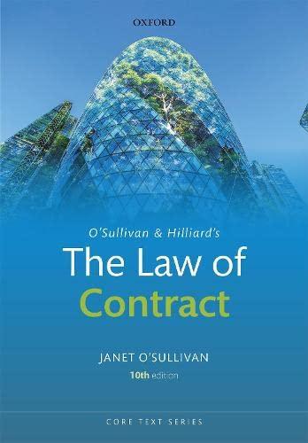 o'sullivan and hilliard's the law of contract 10th edition janet o'sullivan 0192856553, 978-0192856555