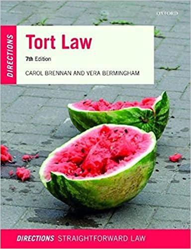 tort law directions 7th edition carol brennan, vera bermingham 0198853920, 978-0198853923