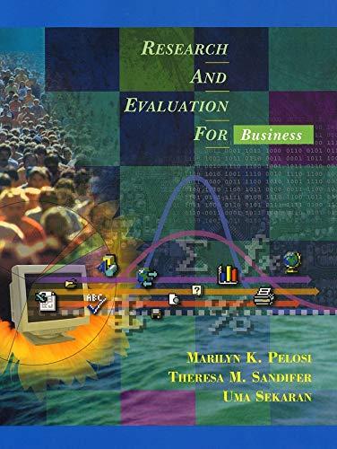 research and evaluation for business 1st edition marilyn k. pelosi, theresa m. sandifer, uma sekaran