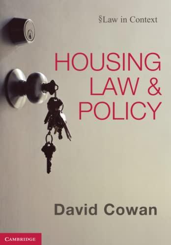 housing law and policy 1st edition david cowan 0521137195, 978-0521137195