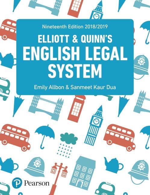 english legal system 19th edition catherine elliott, frances quinn, emily allbon, sanmeet dua 1292208511,