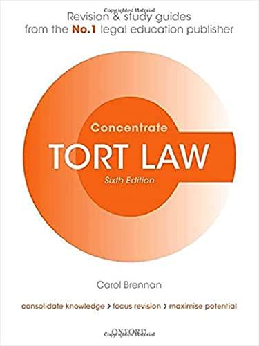 tort law concentrate 6th edition carol brennan 0192897276, 978-0192897275