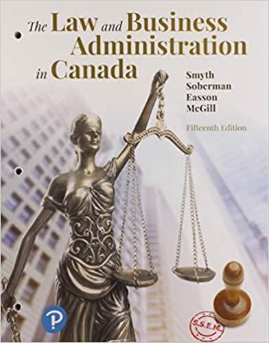 the law and business administration in canada 15th edition j.e. smyth, dan soberman, alex easson, shelley