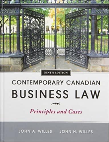 contemporary canadian business law 9th edition john a willes, john h willes 0070979855, 978-0070979857