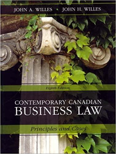 contemporary canadian business law 8th edition john a willes, john h willes 0070951608, 978-0070951600