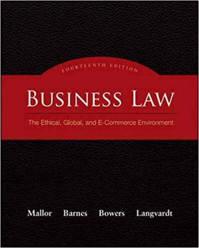 business law the ethical global and e-commerce environment 14th edition jane mallor, a. james barnes, l.