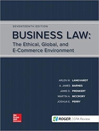 business law the ethical global and e-commerce environment 17th edition a. james barnes, arlen langvardt,