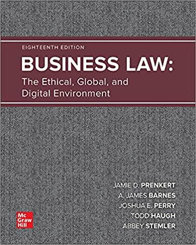 business law the ethical global and digital environment 18th edition jamie darin prenkert, a. james barnes,