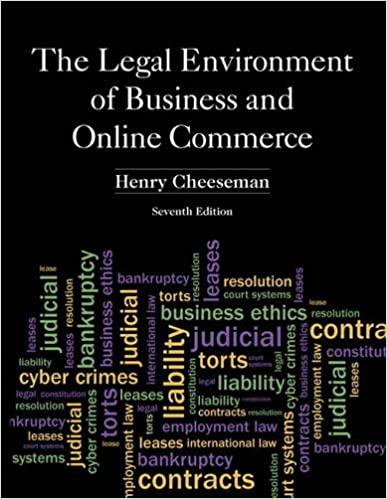 the legal environment of business and online commerce 7th edition henry r. cheeseman 0132870886,