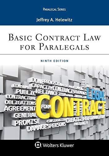 basic contract law for paralegals 9th edition jeffrey a. helewitz 1454896280, 978-1454896289