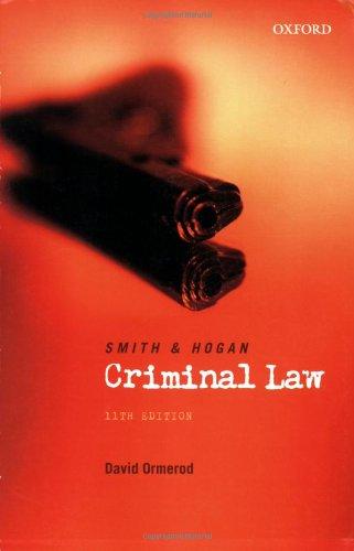 smith and hogan criminal law 11th edition david ormerod 0406977305, 978-0406977304