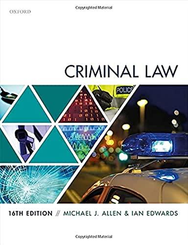 criminal law 16th edition michael allen, ian edwards 0198869932, 978-0198869931