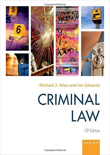 criminal law 15th edition michael allen, ian edwards 0198831935, 978-0198831938