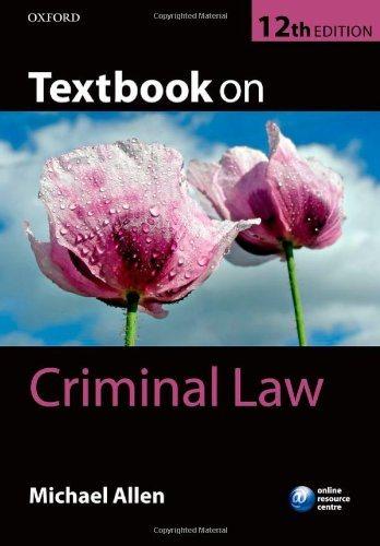 textbook on criminal law 12th edition michael allen 0199669295, 978-0199669295