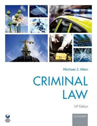 criminal law 14th edition michael allen 0198788673, 978-0198788676