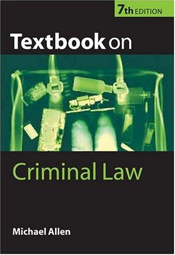 textbook on criminal law 7th edition michael allen 0199260699, 978-0199260690