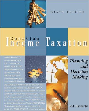 canadian income taxation 6th edition william j. buckwold 0070914907, 9780070914902