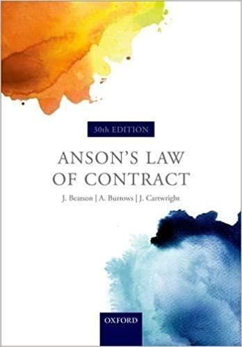 ansons law of contract 30th edition jack beatson, andrew burrows, john cartwright 0198734786, 978-0198734789