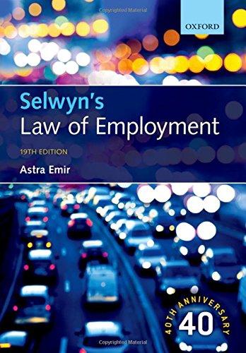 selwyns law of employment 19th edition astra emir 0198748345, 978-0198748342