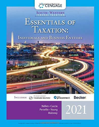 South Western Federal Taxation 2021 Essentials Of Taxation Individuals And Business Entities