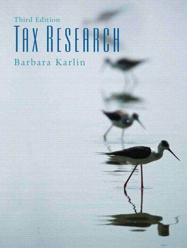tax research 3rd edition barbara h karlin 0131496891, 9780131496897