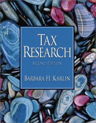 tax research 2nd edition barbara h. karlin 0130449482, 9780130449481