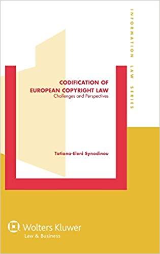 codification of european copyright law challenges and perspectives 1st edition tatiana-eleni synodinou