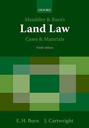 Maudsley And Burns Land Law Cases And Materials