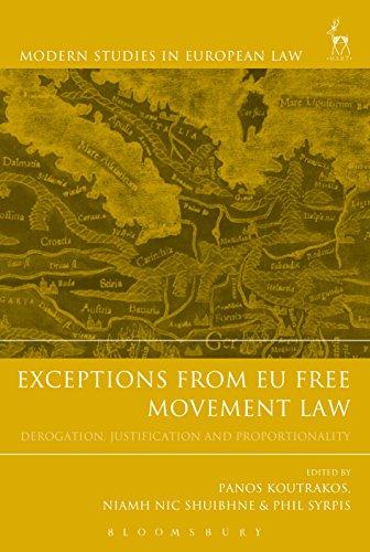exceptions from eu free movement law derogation justification and proportionality 1st edition panos