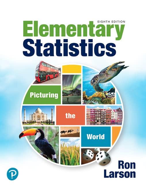 elementary statistics picturing the world 8th edition ron larson 0137493304, 9780137493302