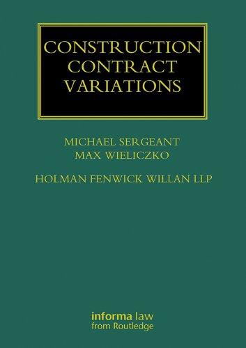 construction contract variations 1st edition michael sergeant, max wieliczko 1843119501, 978-1843119500