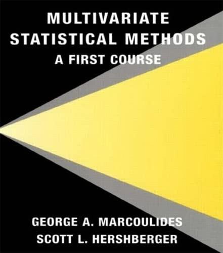 multivariate statistical methods a first course 1st edition george a. marcoulides, scott l. hershberger