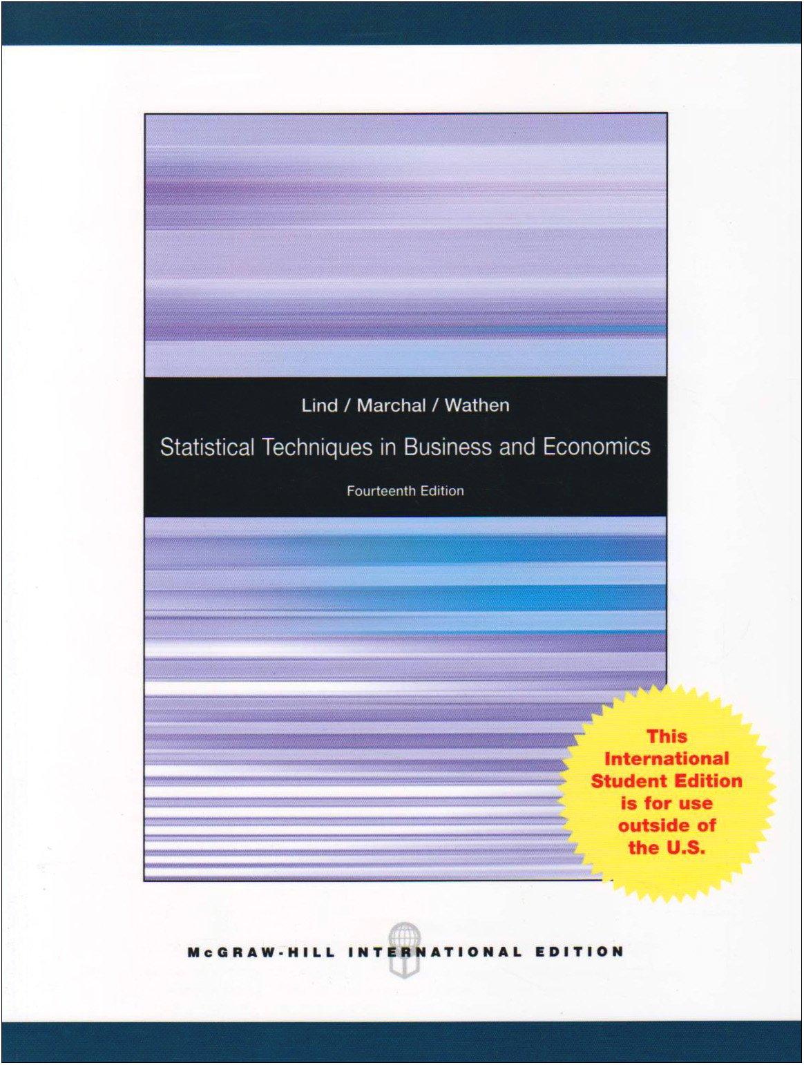 statistical techniques in business and economics 14th international edition douglas a. lind, william g