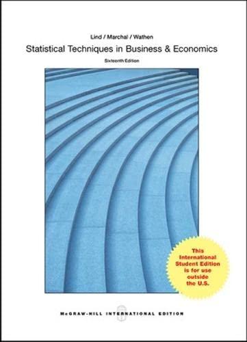statistical techniques in business and economics 16th international edition douglas lind, william marchal,