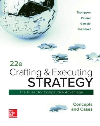 crafting and executing strategy concepts and cases 22nd edition arthur thompson, margaret peteraf, john