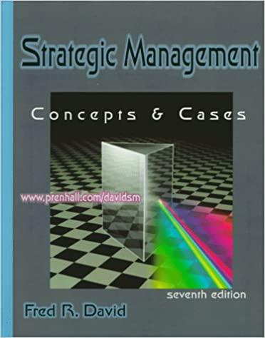 strategic management concepts and cases 7th edition fred r david 0313305064, 9780313305061