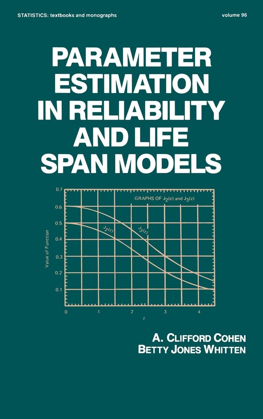 parameter estimation in reliability and life span models 1st edition a clifford cohen, betty jones whitten