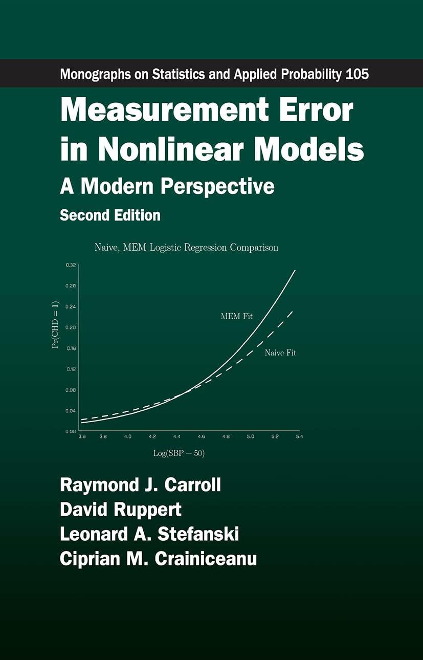measurement error in nonlinear models a modern perspective 2nd edition raymond j. carroll, david ruppert,