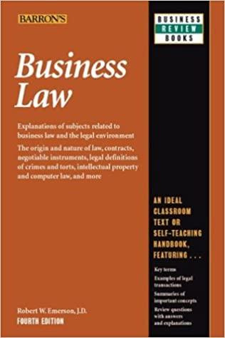 business law 4th edition j.d. emerson robert w. 0764119842, 978-0764119842