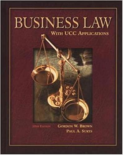 business law with ucc applications 10th edition gordon w. brown 9780078210372