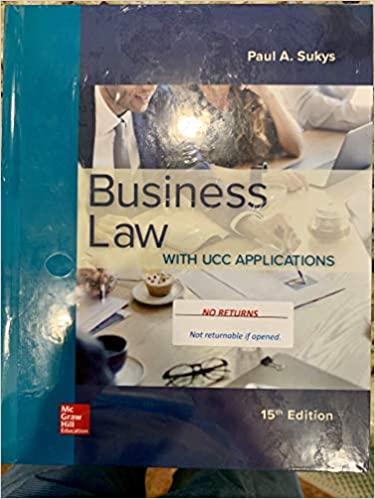 business law with ucc applications 15th edition paul sukys 1259998169, 978-1259998164