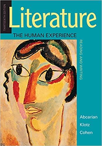 literature the human experience 13th edition richard abcarian, marvin klotz, samuel cohen 1319105068,