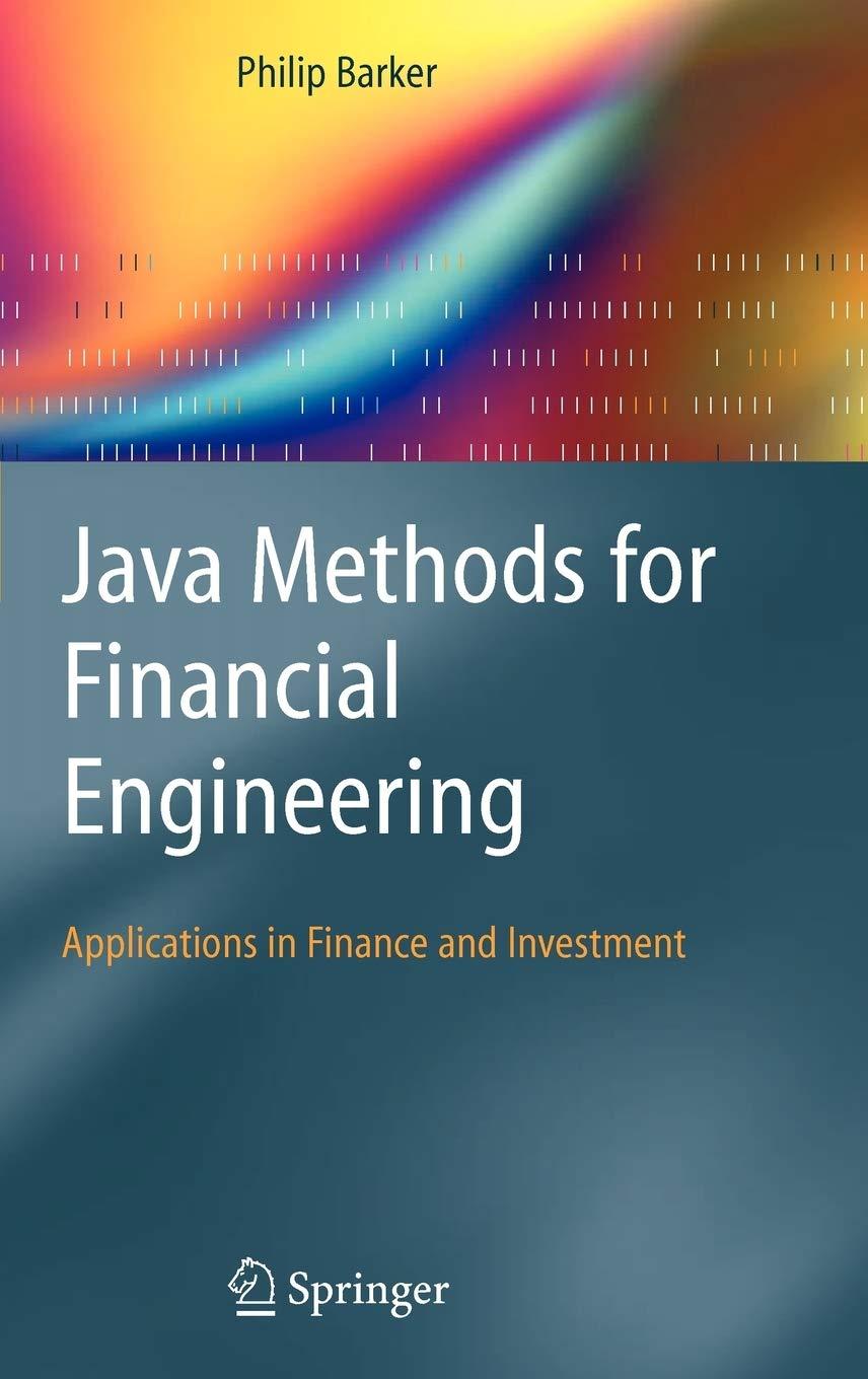 java methods for financial engineering applications in finance and investment 1st edition philip barker