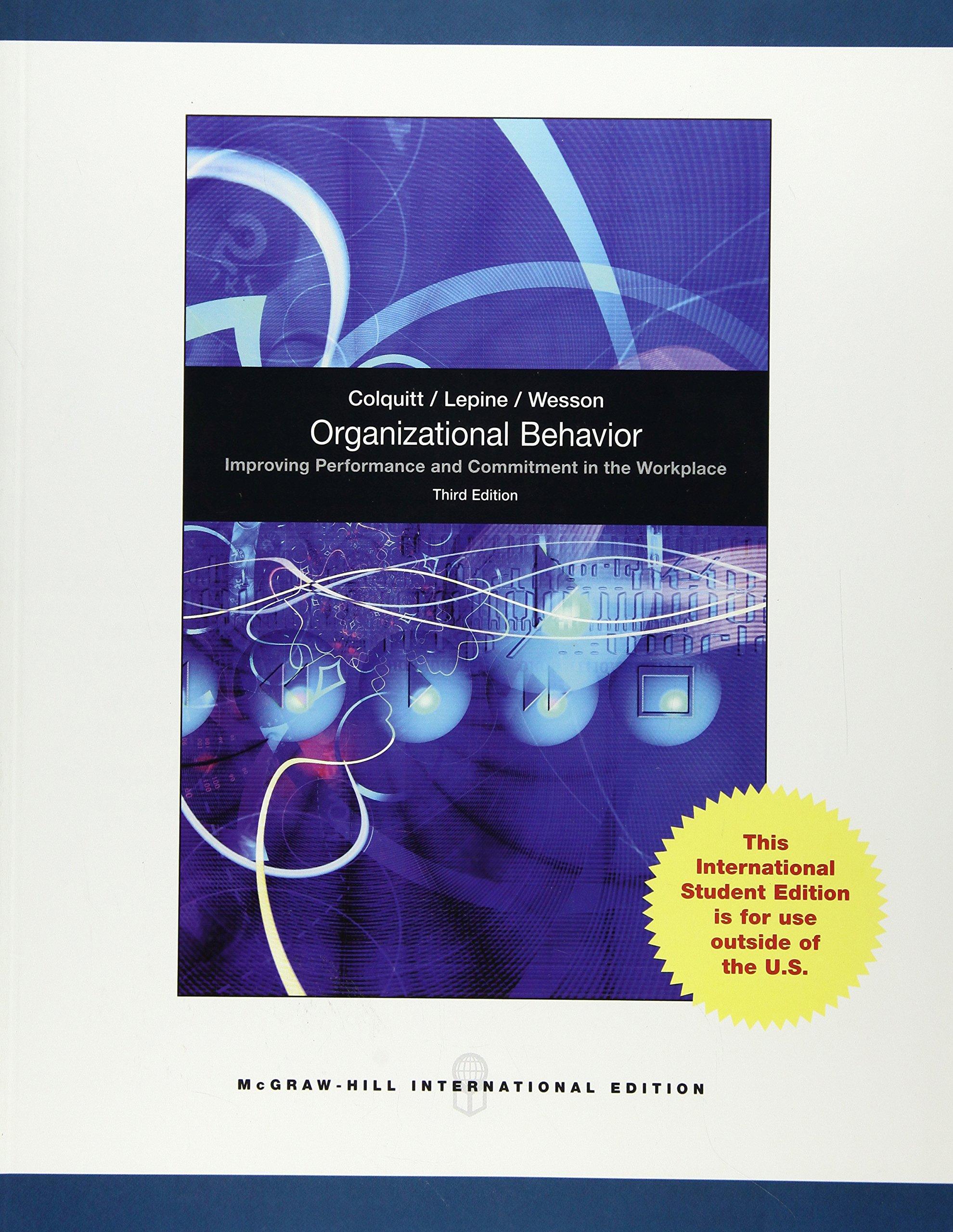 organisational behaviour 3rd international edition wesson michael j 0071318119, 9780071318112