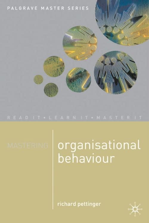mastering organisational behaviour 1st edition richard pettinger 0333792793, 978-0333792797