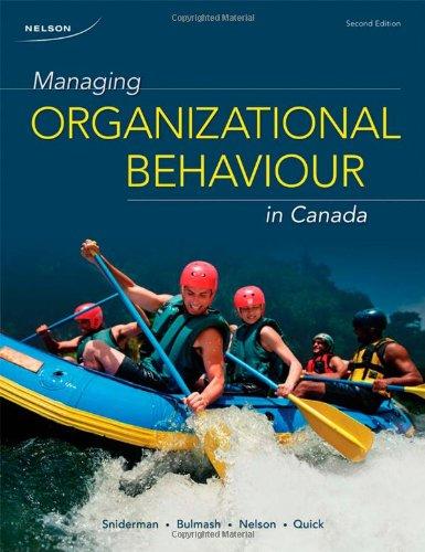 managing organizational behaviour in canada 2nd edition patricia rosemary sniderman, julie bulmash, debra l.